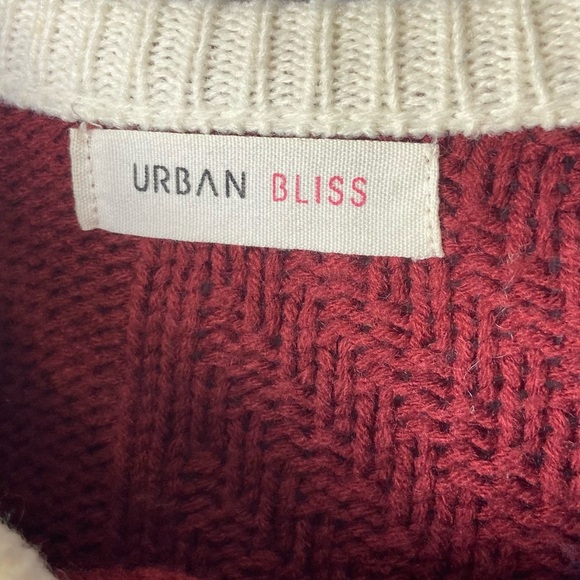 Urban Bliss• color block geometric mix cable knit sweater - Picture 3 of 7